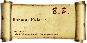 Bakoss Patrik névjegykártya